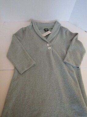 CAL STYLE Light Blue Cowl Neck Knit Pullover Sweater Button Accent 3/4 Sleeve M